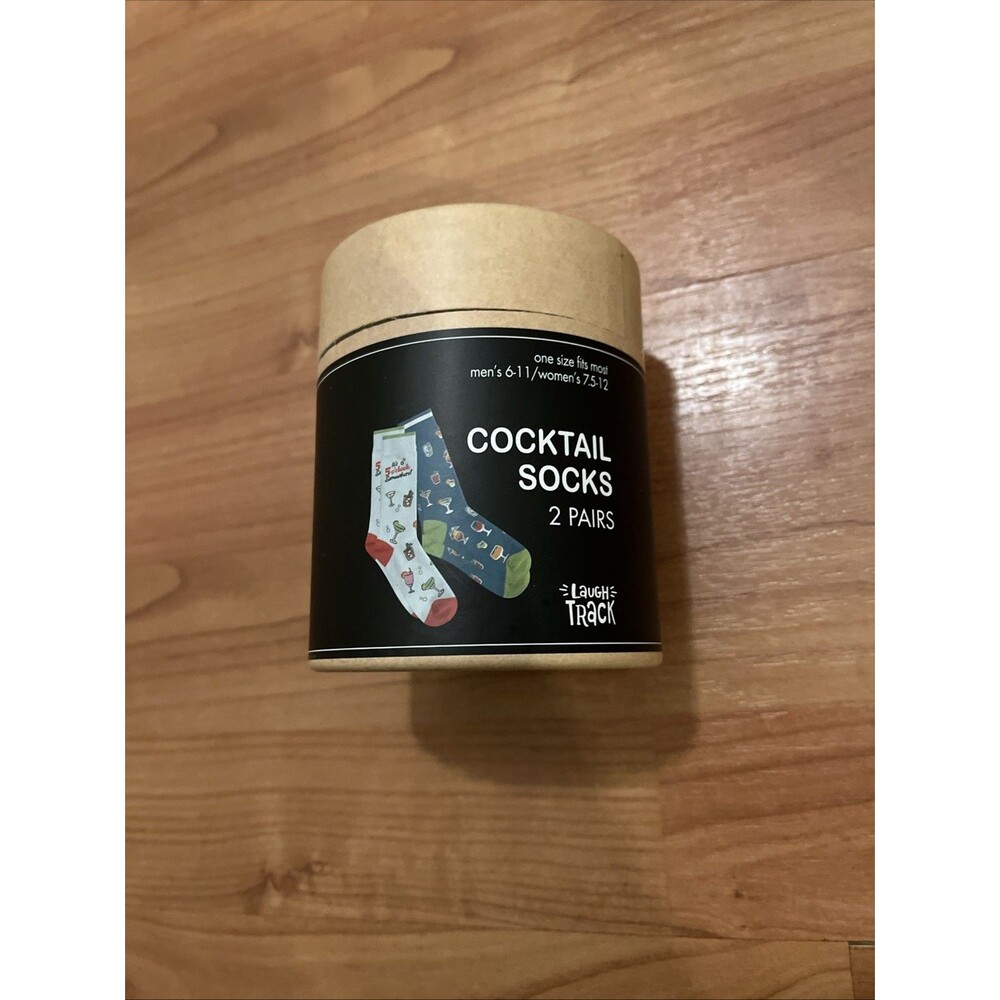 Adult Unisex 2 Pairs Cocktail Socks Multicolor Mixed Drinks Laugh Track